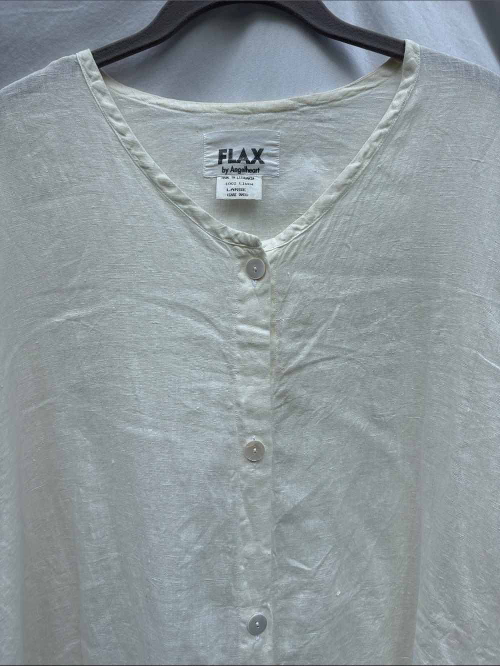 FLAX by Jeanne Engelhart Cream Linen Button-Front Tunic - Picture 4 of 14